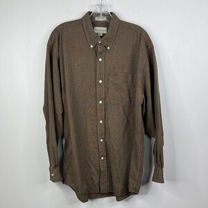 Cutter & Buck Men's 100% Cotton Casual Brown Button Down Dress Shirt Size XL